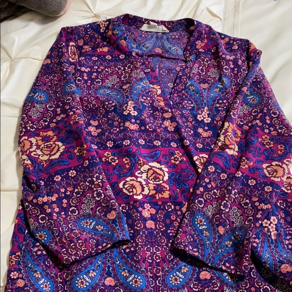 Purple print blouse